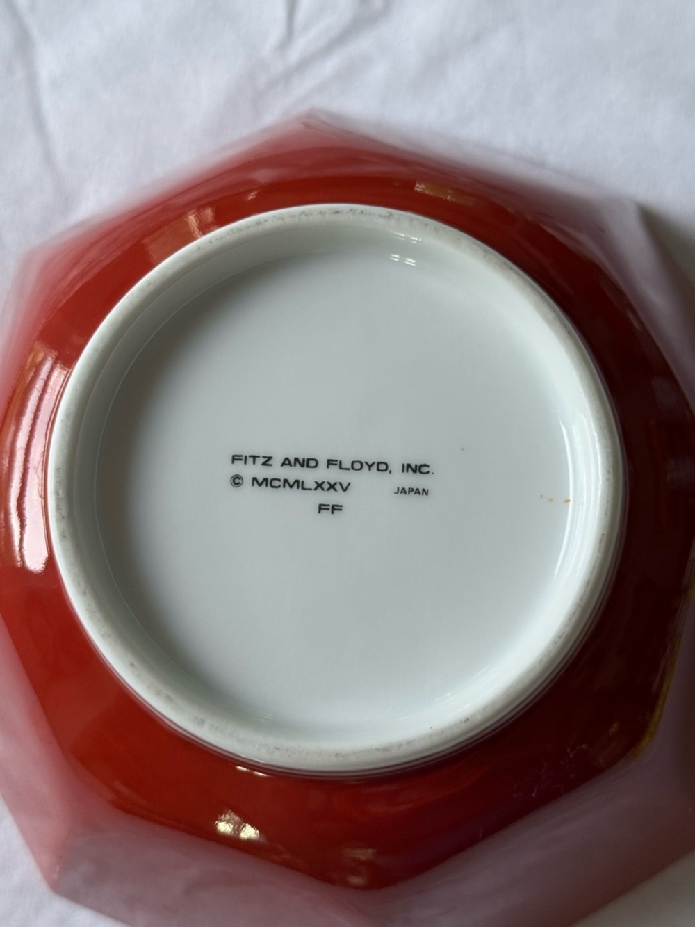 Fitz & Floyd Vintage Red Octagon Bowl 1985 Japan - Picture 6 of 16